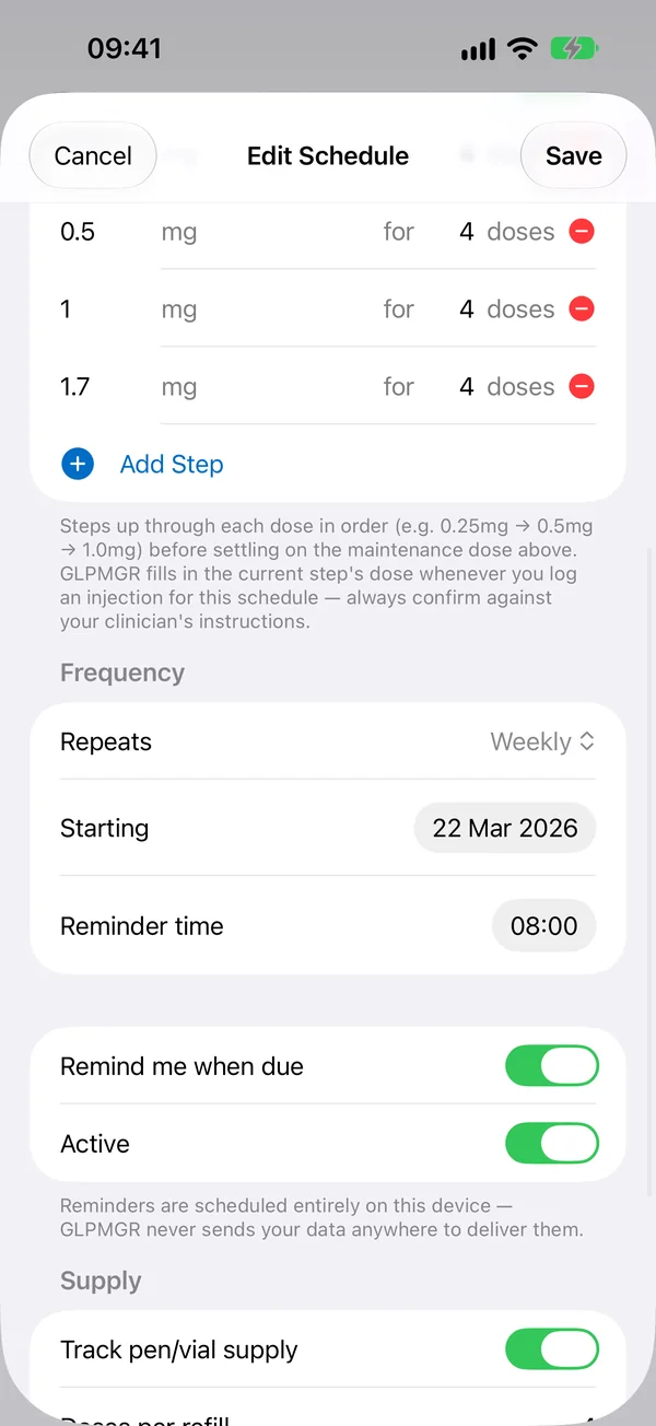 Titration ladder editor